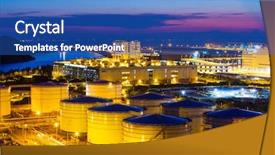  Presentation with petroleum - Presentation consisting of petroleum refinery - oil tanks at night background and a teal colored foreground