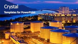  Presentation with storage tank - Audience pleasing slide set consisting of oil tanks for cargo service backdrop and a cobalt blue colored foreground