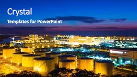  Presentation with storage tank - Amazing presentation design having oil tanks plant during sunset backdrop and a cobalt blue colored foreground