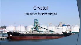  Presentation with cargo ship - Presentation theme with coal vessel - cargo ship in port background and a light blue colored foreground