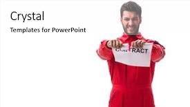  Presentation with old wite man and his music - Colorful theme enhanced with contract oil - man in coveralls with message backdrop and a  colored foreground