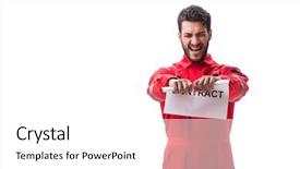  Presentation with old wite man and his music - Beautiful PPT theme featuring contract oil - man in coveralls with message backdrop and a white colored foreground