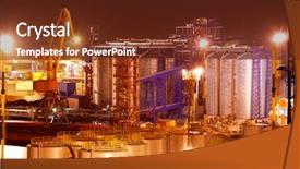  Presentation with oil platform - Amazing slides having oil platform - port warehouse with cargoes backdrop and a tawny brown colored foreground