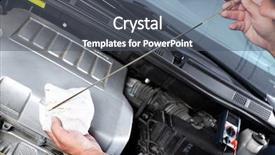  Presentation with mechanic shop - Colorful theme enhanced with oil test - hands of mechanic working backdrop and a dark gray colored foreground
