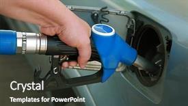  Presentation with petrol station - Audience pleasing presentation theme consisting of oil truck - modern car at petrol filling backdrop and a dark gray colored foreground