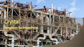  Presentation with industrial - Slide deck with oil tube pressure - industrial plant background and a tawny brown colored foreground