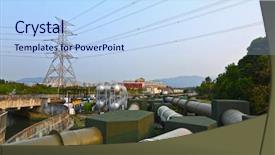  Presentation with industry - Amazing slide set having oil water waste - industry scene backdrop and a light blue colored foreground