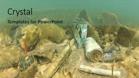  Presentation with oil water waste - Slide deck with oil water waste - plastic ocean pollution underwater background and a seafoam green colored foreground