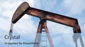  Presentation with well - PPT layouts with oil well in ayoluengo de background and a light blue colored foreground