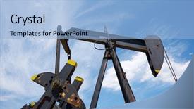  Presentation with oil well pad - Audience pleasing slide deck consisting of oil well in ayoluengo de backdrop and a light blue colored foreground