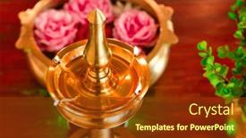  Presentation with oil lamp - Presentation design having oil-wick-brass-diya-indian background and a tawny brown colored foreground