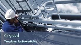 Presentation with oil gas - Slide deck with oil worker and pipelines background and a ocean colored foreground