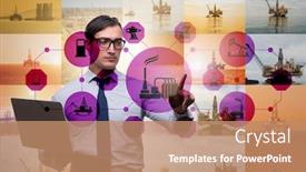  Presentation with oil industry - Amazing presentation design having oil worker in remote operations backdrop and a coral colored foreground