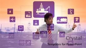  Presentation with oil industry - Cool new slide set with oil worker in remote operations concept in oil industry backdrop and a coral colored foreground