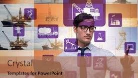  Presentation with oil industry - Presentation theme featuring oil-worker-in-remote-operations background and a coral colored foreground