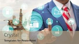  Presentation with oil industry - Presentation theme consisting of oil-worker-in-remote-operations background and a coral colored foreground