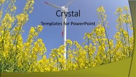  Presentation with rapeseed - PPT theme enhanced with oilfield service - rapeseed field with wind turbine background and a light blue colored foreground