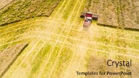  Presentation with trucking - Amazing slides having oilfield trucking - aerial view of combine harvester backdrop and a yellow colored foreground