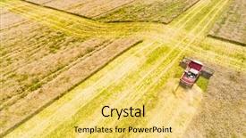  Presentation with trucking - Slides with oilfield trucking - aerial view of combine harvester background and a yellow colored foreground