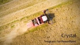  Presentation with trucking - Slides having oilfield trucking - aerial view of combine harvester background and a gold colored foreground