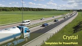  Presentation with trucking - Amazing slide deck having oilfield trucking - oil-truck slightly blurred and traffic backdrop and a  colored foreground