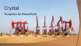  Presentation with oilfield - Audience pleasing presentation design consisting of oilfield with many pump backdrop and a light blue colored foreground