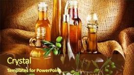  Presentation with oils - Slides consisting of oils vinegars seasoning condiment sauce background and a tawny brown colored foreground