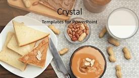  Presentation with peanut butter healthy spread - Audience pleasing PPT layouts consisting of oily bread - composition with delicious peanut butter backdrop and a coral colored foreground