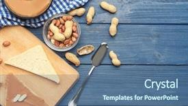  Presentation with peanut butter - PPT layouts enhanced with oily bread - composition with toasts and delicious background and a  colored foreground