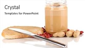  Presentation with peanut butter - PPT theme having oily bread - delicious peanut butter in jar background and a white colored foreground