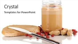  Presentation with peanut butter - PPT layouts with oily bread - delicious peanut butter in jar background and a white colored foreground