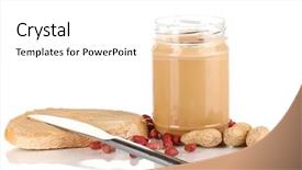  Presentation with peanut butter - Cool new PPT layouts with oily bread - delicious peanut butter in jar backdrop and a white colored foreground