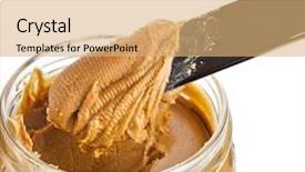  Presentation with peanut butter - Beautiful theme featuring oily bread - glass with peanut butter creamy backdrop and a coral colored foreground