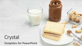  Presentation with peanut butter - Slides enhanced with oily bread - jar with delicious peanut butter background and a white colored foreground