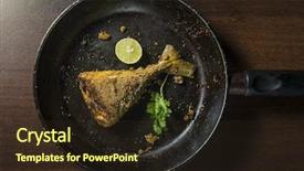  Presentation with food fish - Slide deck featuring oily food - goan fish fry an authentic background and a wine colored foreground