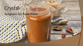  Presentation with peanut - Presentation theme enhanced with oily food - jar with creamy peanut butter background and a coral colored foreground