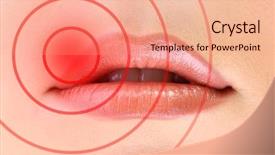  Presentation with herpes virus - PPT theme with ointment - female lips with herpes virus background and a coral colored foreground