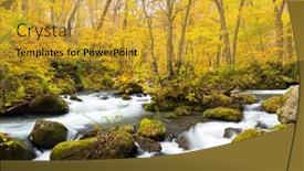  Presentation with mountain stream - Presentation design with oirase-mountain-stream-in-autumn background and a gold colored foreground
