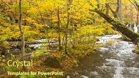  Presentation with mountain stream - Audience pleasing slide set consisting of oirase-mountain-stream-in-japan backdrop and a tawny brown colored foreground