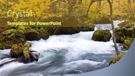  Presentation with mountain stream - Presentation consisting of oirase-mountain-stream background and a tawny brown colored foreground