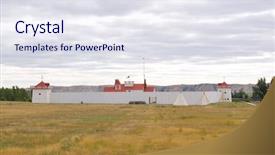  Presentation with trading - PPT theme having ojibwe - fort union trading post national background and a sky blue colored foreground
