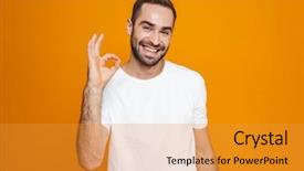  Presentation with microwave imaging image of modern - Amazing theme having ok - image of caucasian guy 30s backdrop and a gold colored foreground