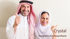  Presentation with arabic woman - Presentation enhanced with ok - middle age arabic couple woman background and a lemonade colored foreground