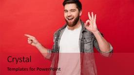  Presentation with aus law photo - PPT theme featuring ok - photo of content brunette man background and a red colored foreground