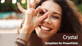  Presentation with sign disabled parking - Slide set having ok - photo of vivacious teen woman background and a tawny brown colored foreground