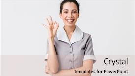  Presentation with cheerful - Audience pleasing theme consisting of ok - portrait of a cheerful young backdrop and a lemonade colored foreground