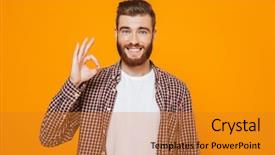  Presentation with cheerful - Slide deck featuring ok - portrait of a cheerful young background and a gold colored foreground