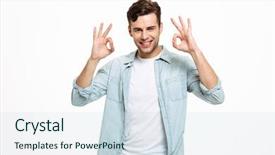  Presentation with cheerful - Slides enhanced with ok - portrait of a cheerful young background and a sky blue colored foreground