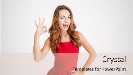  Presentation with sexy santa woman red - PPT layouts with ok - portrait of a pretty brunette background and a lemonade colored foreground