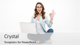  Presentation with smiling little girl - PPT layouts with ok - portrait of a smiling casual background and a white colored foreground